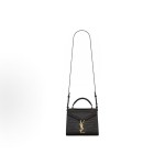 SAINT LAURENT CASSANDRA Gold Logo Crocodile embossed shiny crossbody bag, handbag, shoulder bag, mini women\'s style, black